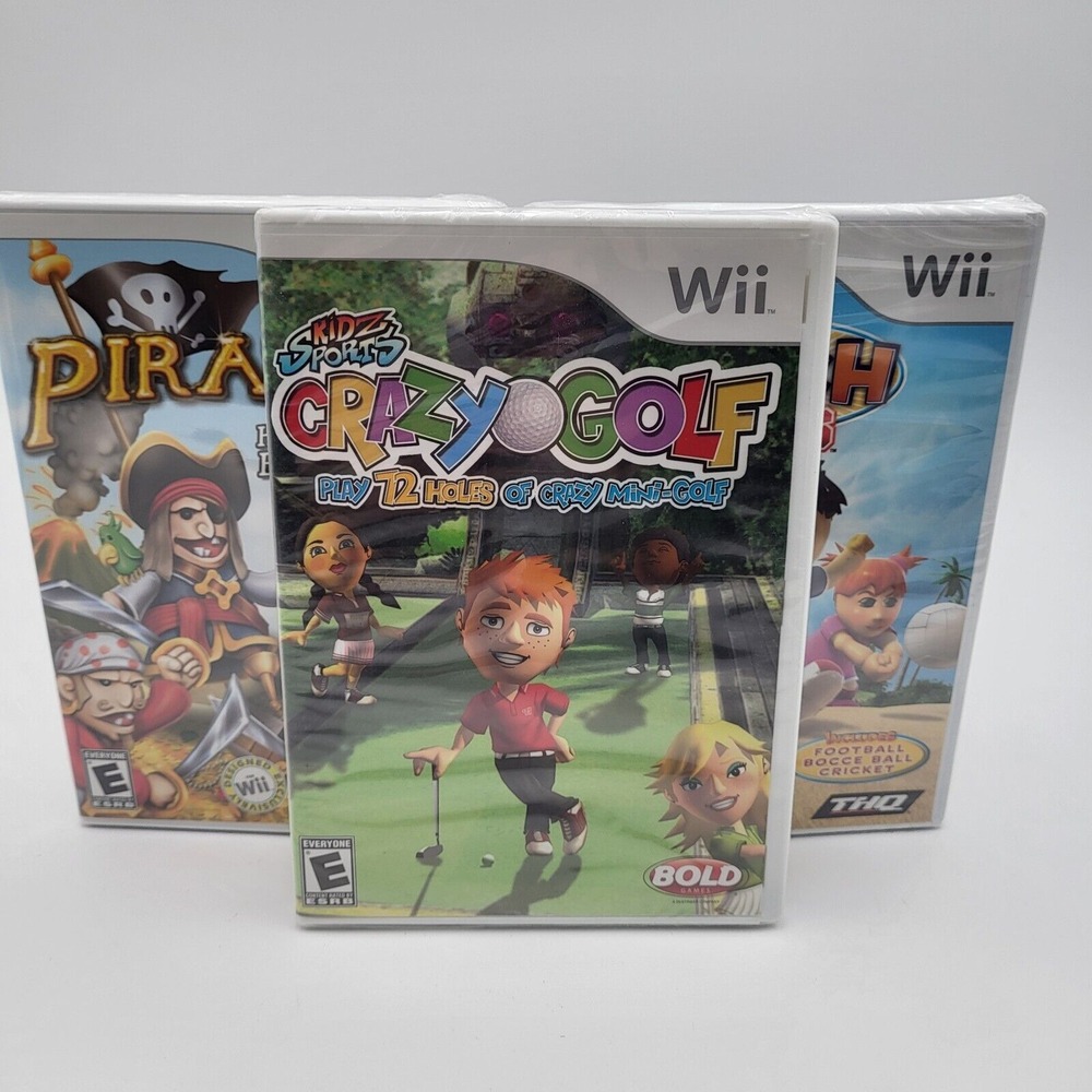 Nintendo Wii Kids Games Crazy Golf, Big Beach Sports, Pirates Blackbeard's Booty